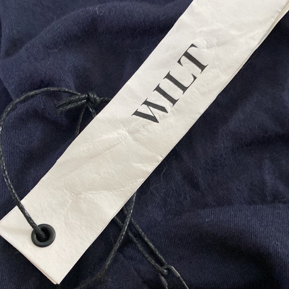 NWT WILT Ink Blue Sheer Neckline Flutter Sleeves Top💙💙💙 - Picture 10 of 13